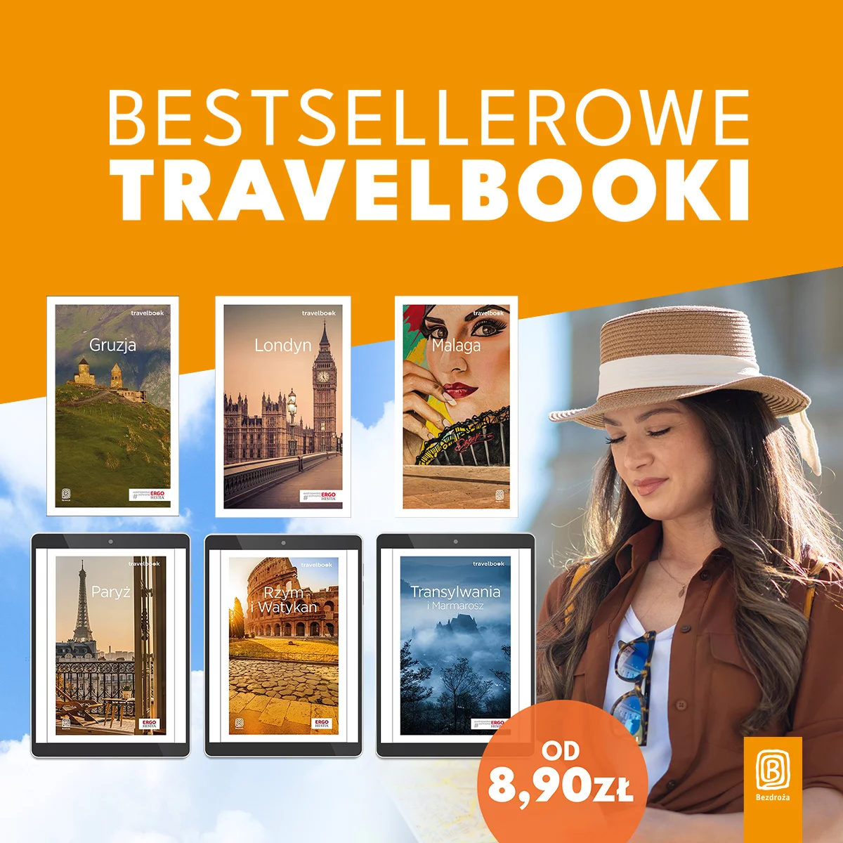Grafika promocji - Bestsellerowe travelbooki 🏆