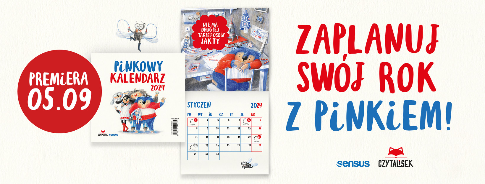 kalendarz, pinku, 2023/2024, Ula Młodnicka, Agnieszka Waligóra