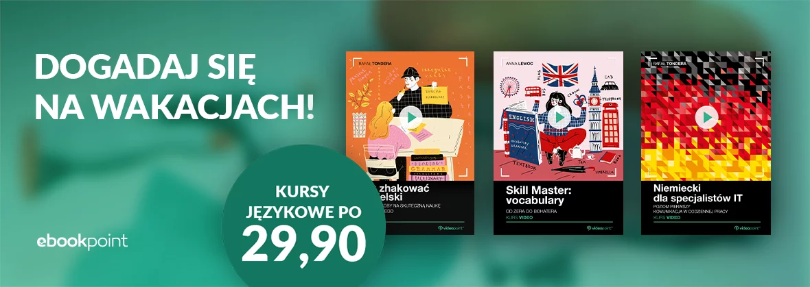 Grafika promocyjna - Dogadaj się na wakacjach [kursy językowe po 29.90]