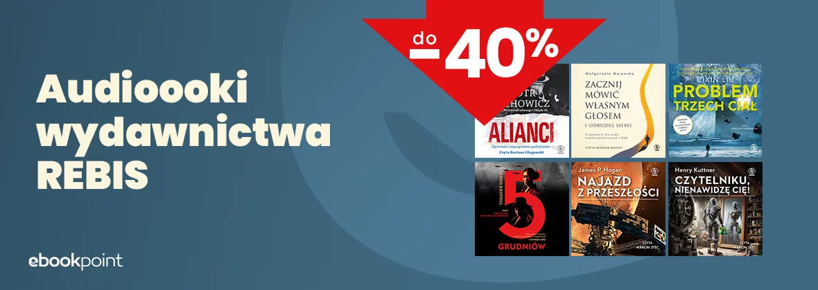 Grafika promocyjna - Audiobooki wydawnictwa REBIS do -40%