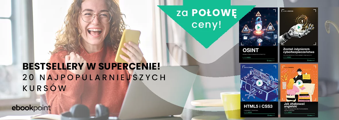 Grafika promocyjna - Bestsellery w supercenie! 20 najpopularniejszych kursów za połowę ceny