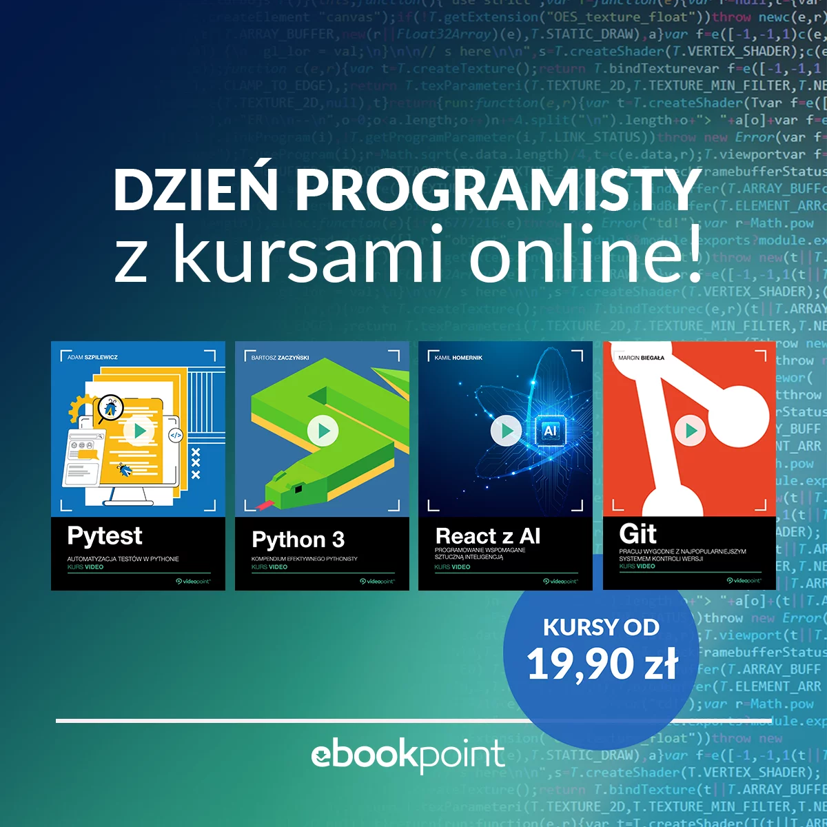 Grafika promocji - DZIEŃ PROGRAMISTY [Kursy z programowania od 19,90 zł]