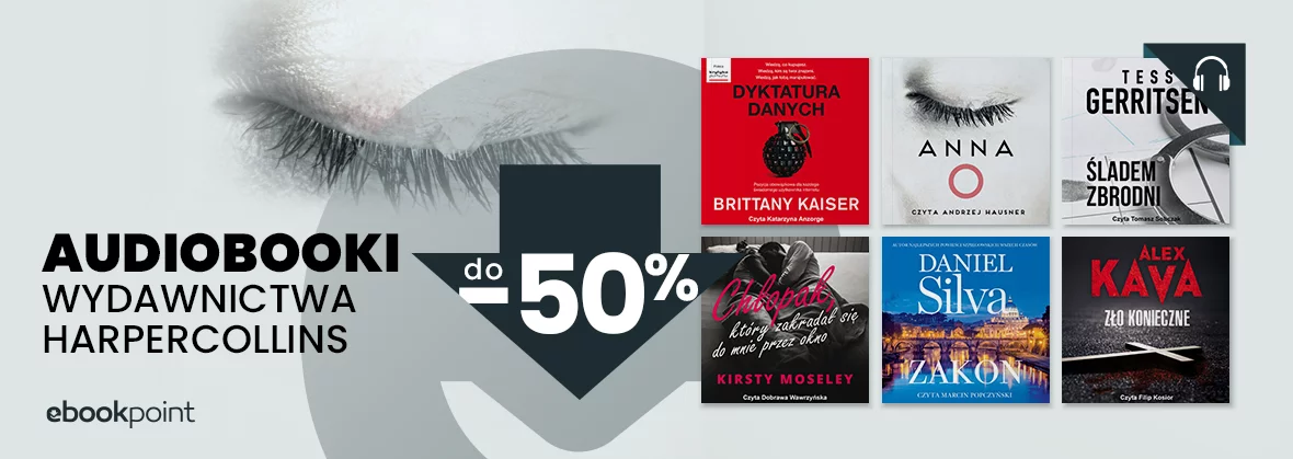 Grafika promocji - Audiobooki wydawnictwa HarperCollins do -50%
