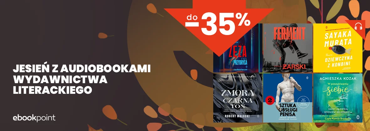 Grafika promocji - Jesień z audiobookami Wydawnictwa Literackiego do -35%