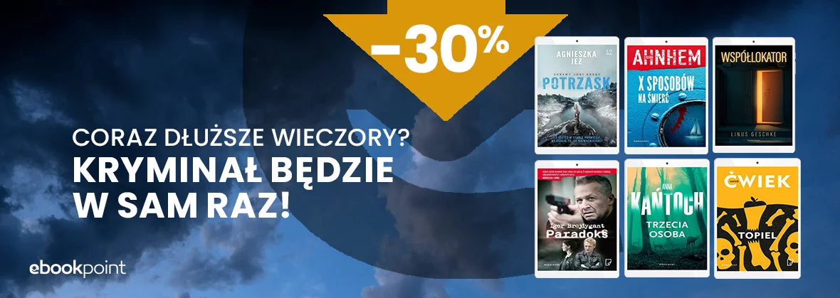 Grafika promocji - Coraz dłuższe wieczory? Kryminał będzie w sam raz! 