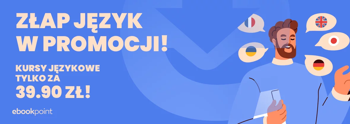 Grafika promocji - Złap język w promocji! Kursy językowe tylko za 39.90 zł!