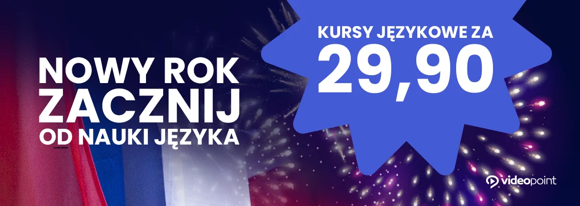 Grafika promocji - Nowy rok zacznij od nauki języka. Kursy językowe za 29,90 zł!