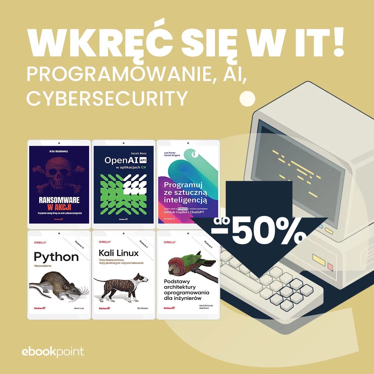 Grafika promocji - Wkręć się w IT! Programowanie, AI, cybersecurity do -50%