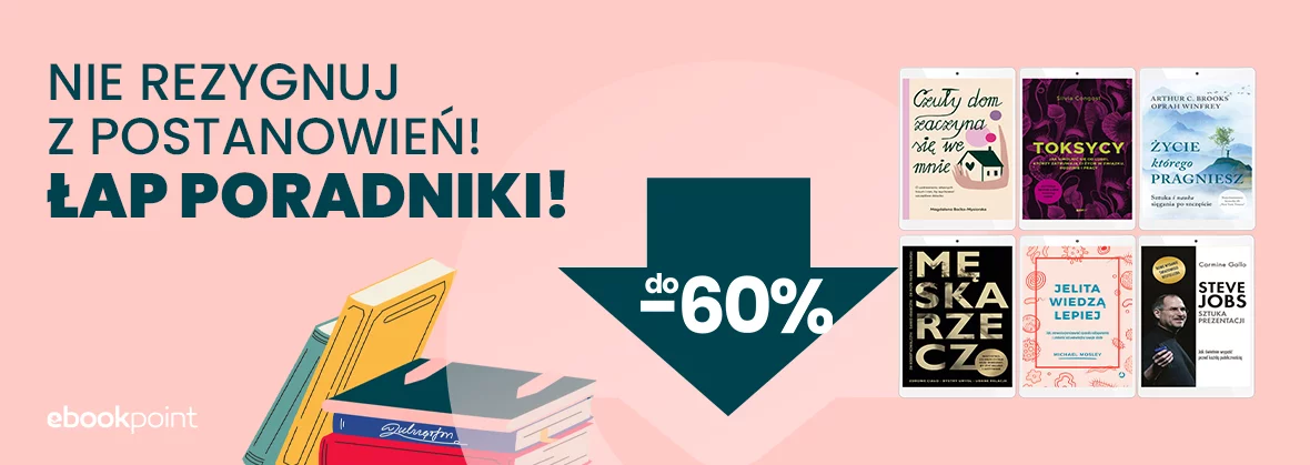 Grafika promocji - Nie rezygnuj z postanowień! / Łap poradniki do 60% taniej