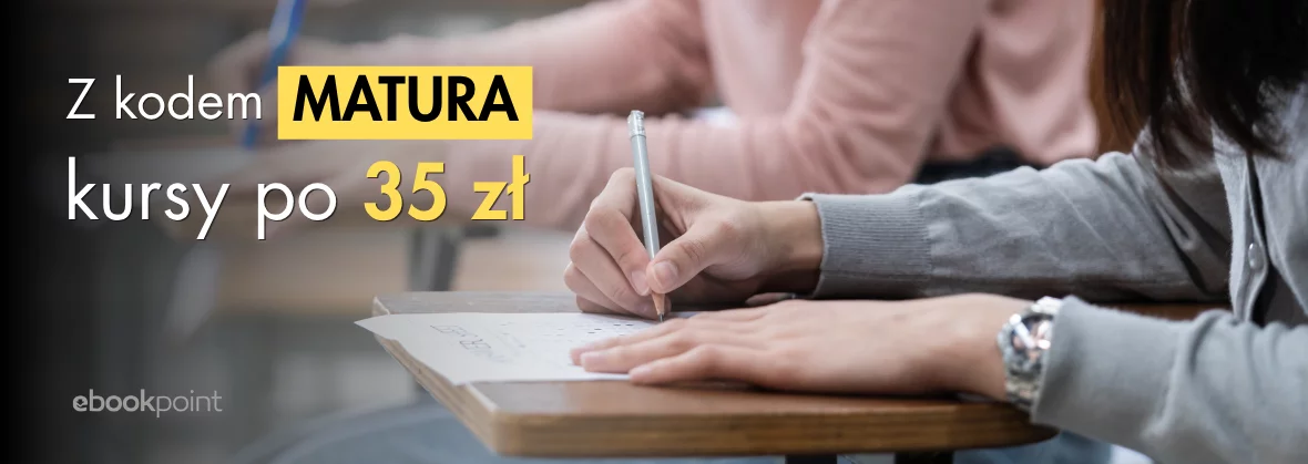 Grafika promocji - Z kodem MATURA kursy po 35 zł. Matura na luzie!