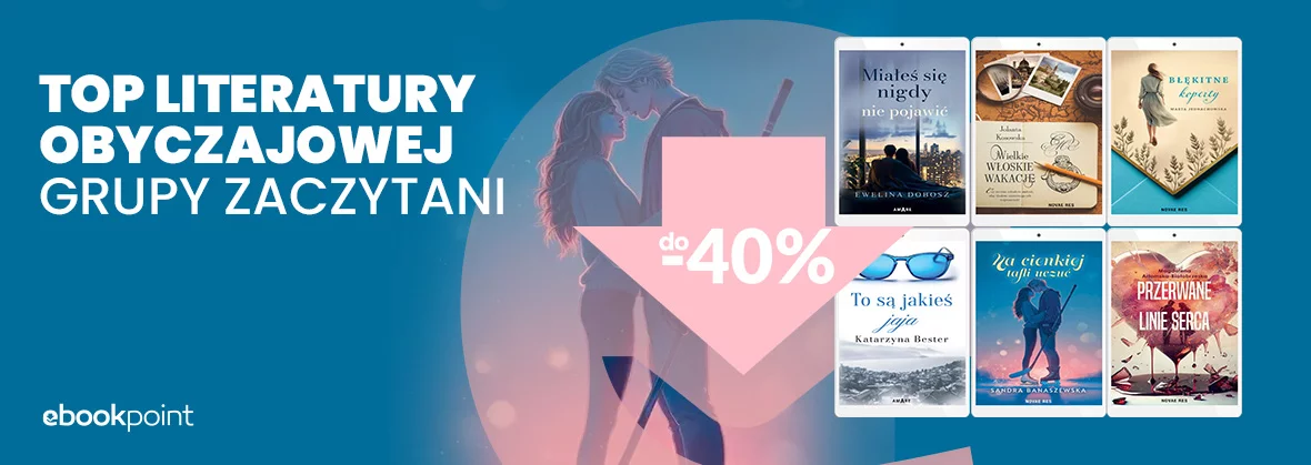 Grafika promocji - TOP literatury obyczajowej Grupy Zaczytani do -40%