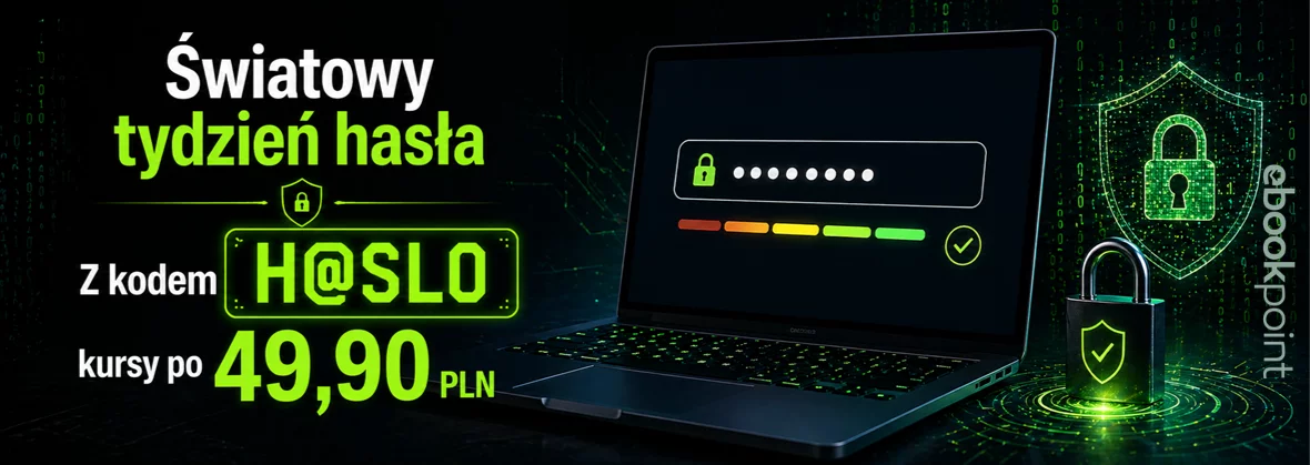 Grafika promocji - Światowy dzień hasła. Z kodem H@SLO kursy po 49.90 zł