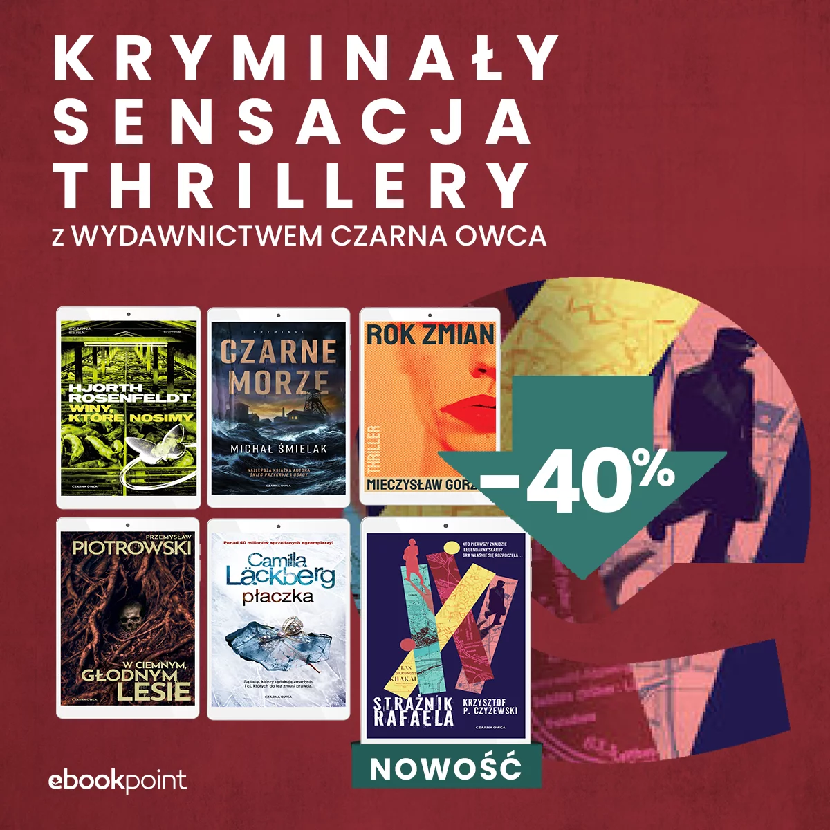Grafika promocji - KRYMINAŁY, SENSACJA, THRILLERY Z Wydawnictwem Czarna Owca!