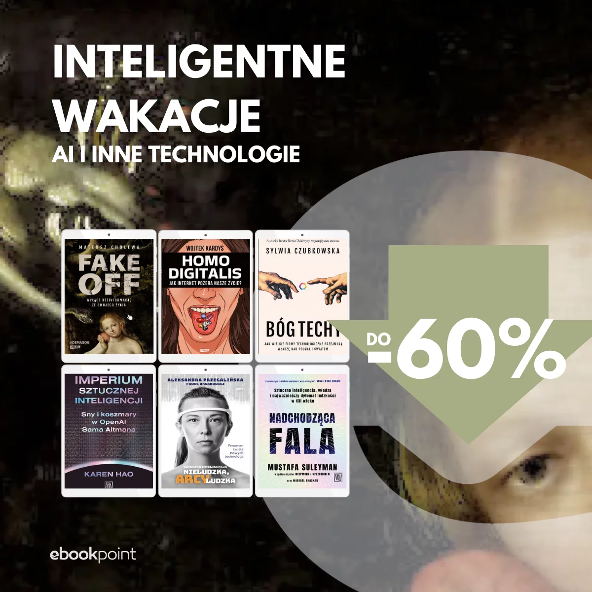 Grafika promocji - Inteligentne wakacje - AI i inne technologie / do -60%