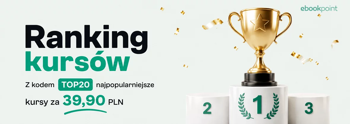 Grafika promocji - Ranking kursów. Z kodem TOP20 najpopularniejsze kursy za 39,90 PLN
