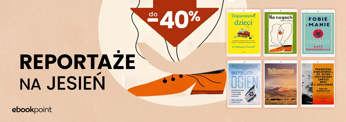 Grafika promocji - Reportaże na jesień do -40% / Wydawnictwo FILIA