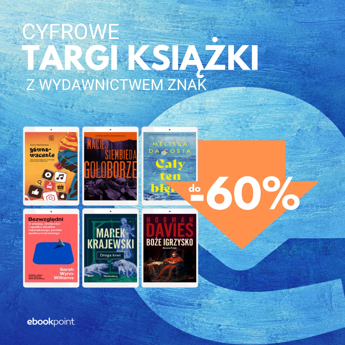 Grafika promocji - Cyfrowe Targi Książki z Wydawnictwem Znak / do -60% 