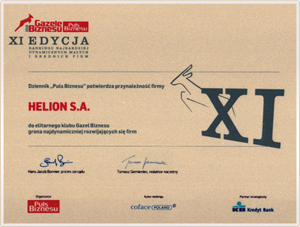 Helion S.A. Gazelą Biznesu 2010 roku
