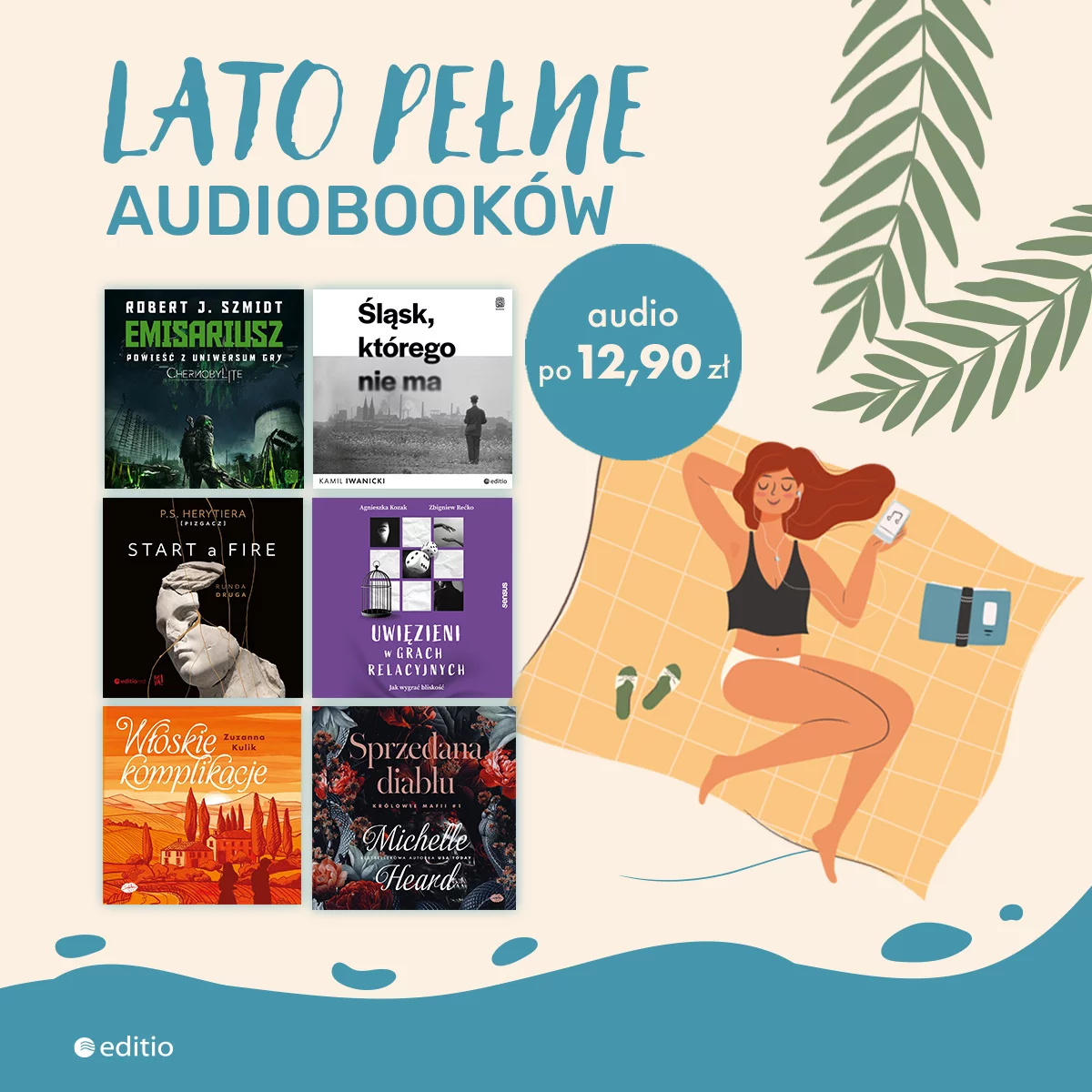 Grafika promocji -  Lato pełne audiobooków 🎶