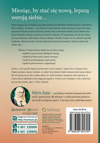 Tył okładki książki/ebooka 30 Dni do Zmian. Dokonaj życiowej metamorfozy w kilka tygodni