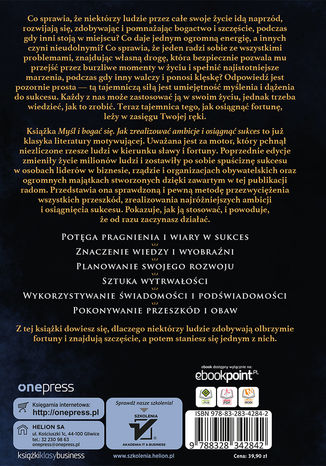 Tył okładki książki/ebooka Myśl i bogać się. Jak zrealizować ambicje i osiągnąć sukces