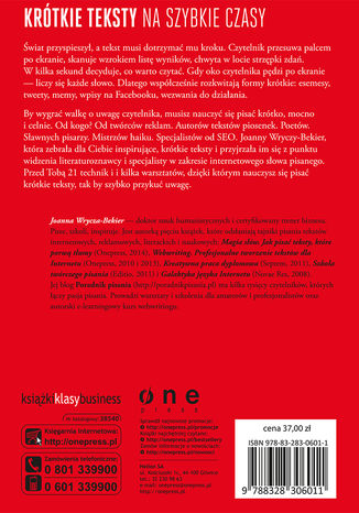 Tył okładki książki/ebooka Fast text. Jak pisać krótkie teksty, które błyskawicznie przyciągną uwagę