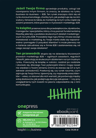 Tylna okładka: 9 praw marketingu B2B. Poznaj podstawowe zasady działania i sposoby myślenia w marketingu business-to-business