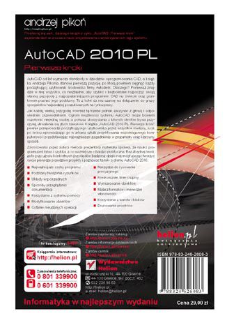 AutoCAD 2010 PL. Pierwsze kroki Andrzej Pikoń - tył okładki książki