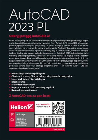 AutoCAD 2023 PL. Pierwsze kroki Andrzej Pikoń - tył okładki ebooka
