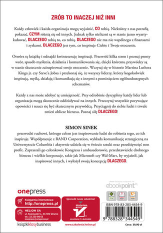 Tył okładki książki/ebooka Zaczynaj od DLACZEGO. Jak wielcy liderzy inspirują innych do działania