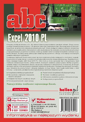 ABC Excel 2010 PL Witold Wrotek - tył okładki książki
