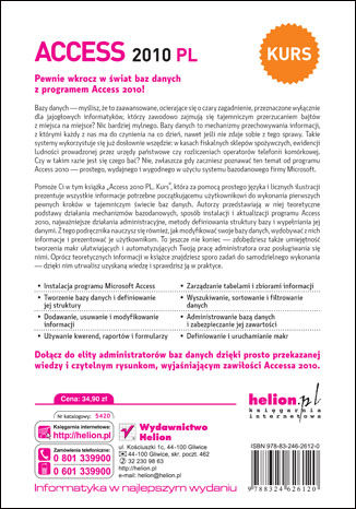 Tylna okładka: Access 2010 PL. Kurs