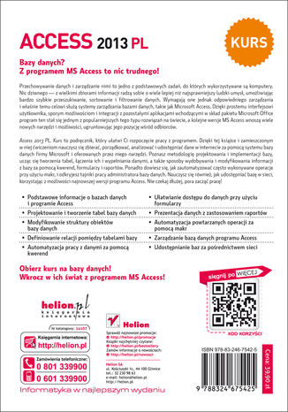 Tylna okładka: Access 2013 PL. Kurs