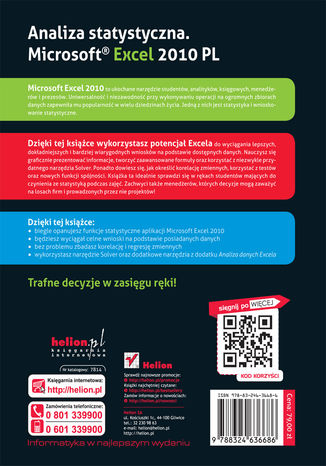 Tylna okładka: Analiza statystyczna. Microsoft Excel 2010 PL