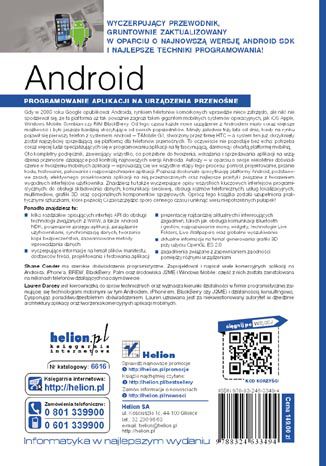 Android. Programowanie aplikacji na urzdzenia przenone. Wydanie II Shane Conder, Lauren Darcey - ty okadki ksiki