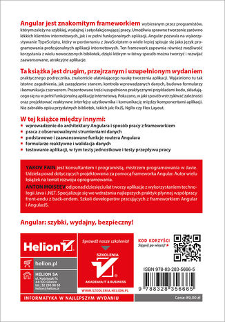 Tylna okładka: Angular. Programowanie z użyciem języka TypeScript. Wydanie II