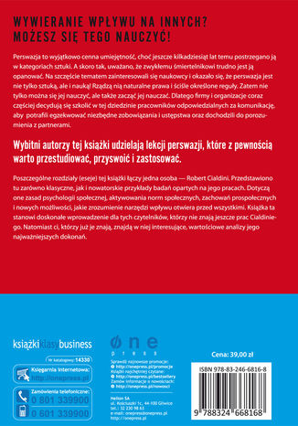 Tył okładki książki/ebooka Sześć poziomów wpływu społecznego. Nauka, praktyka i psychologia Roberta Cialdiniego