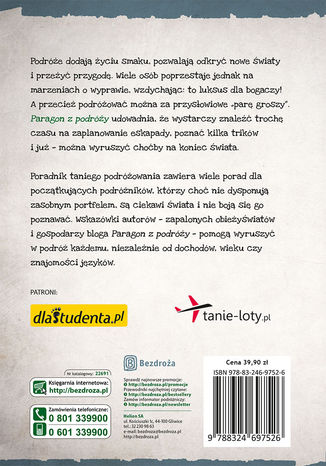 Tylna okładka: Paragon z podróży. Poradnik taniego podróżowania. Wydanie 2