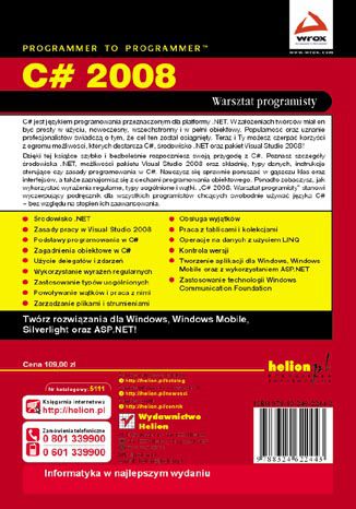 Tył okładki książki C# 2008. Warsztat programisty