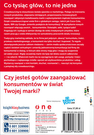 Tylna okładka: Crowdsourcing. Jak angażować konsumentów w świat marek
