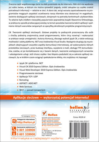 Tylna okładka: C#. Tworzenie aplikacji sieciowych. Gotowe projekty