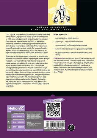 CSS3. Podręcznik nowoczesnego webdevelopera Peter Gasston - tył okładki książki