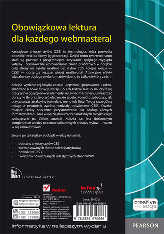Tylna okładka: CSS. Witryny internetowe szyte na miarę. Autorytety informatyki. Wydanie III