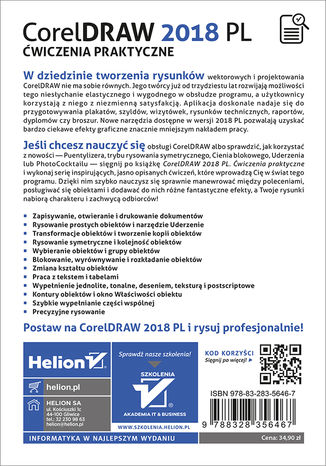 Tylna okładka: CorelDRAW 2018 PL. Ćwiczenia praktyczne