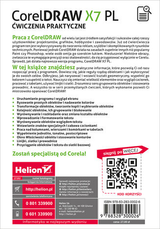 Tylna okładka: CorelDRAW X7 PL. Ćwiczenia praktyczne
