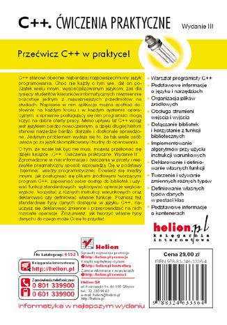 Tylna okładka: C++. Ćwiczenia praktyczne. Wydanie III