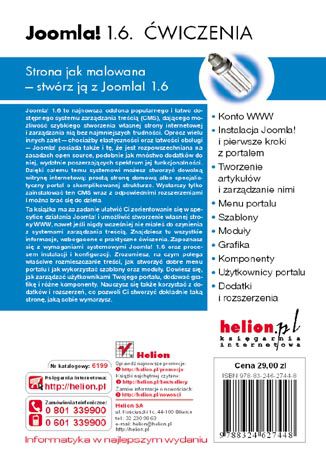 Joomla! 1.6. Ćwiczenia Marcin Lis - tył okładki ebooka