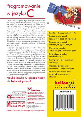 Tylna okładka: Programowanie w języku C. Ćwiczenia praktyczne. Wydanie II