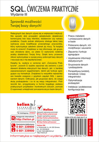Tylna okładka: SQL. Ćwiczenia praktyczne. Wydanie III