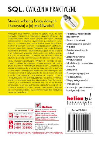 Tylna okładka: SQL. Ćwiczenia praktyczne. Wydanie II